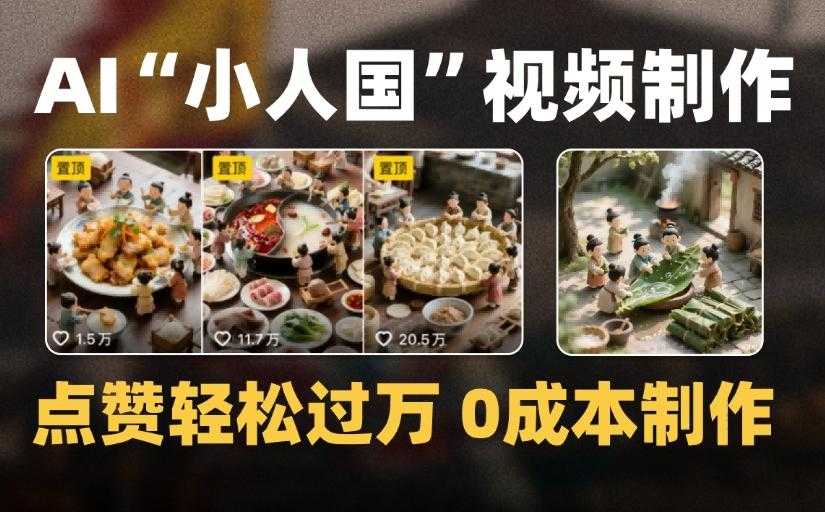 爆款1000W+微缩景观迷你小人国AI视频,0成本制作全流程教学