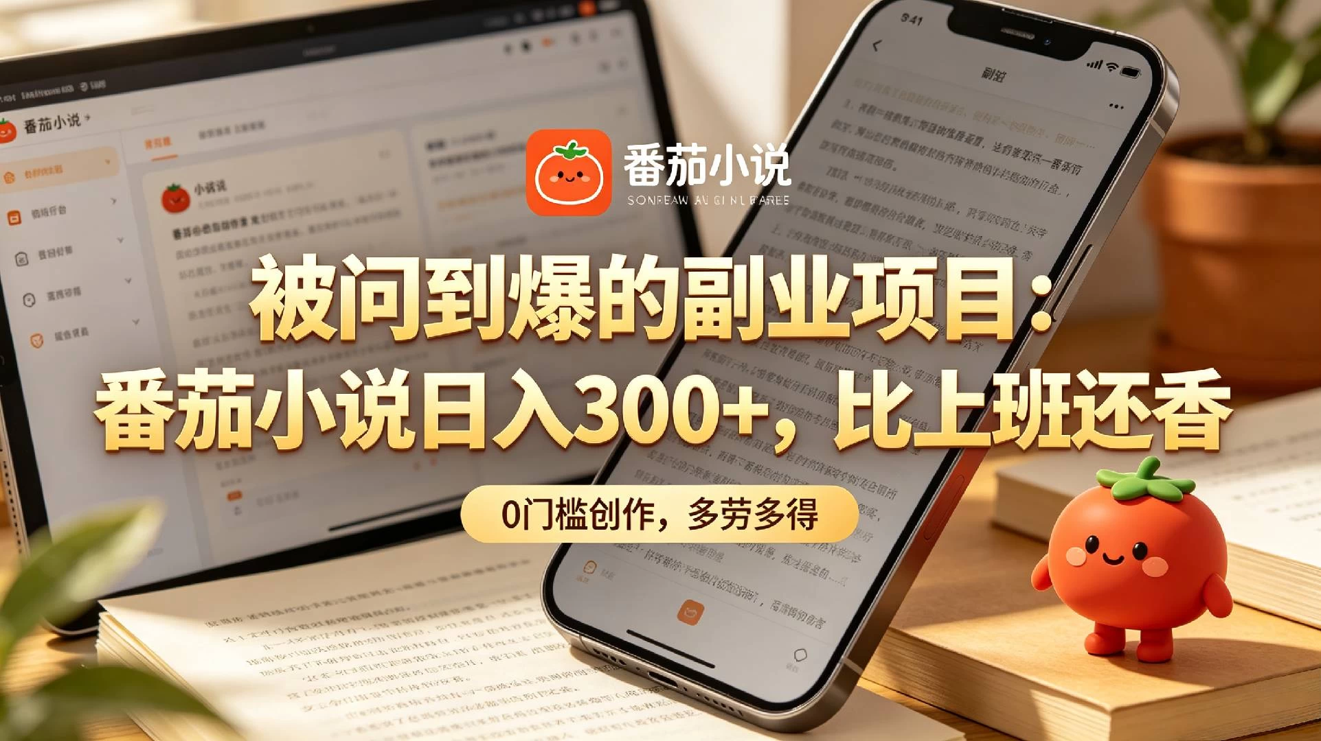 家人们！终于找到不用动脑子的副业了，番茄小说日入 300+ 第1张
